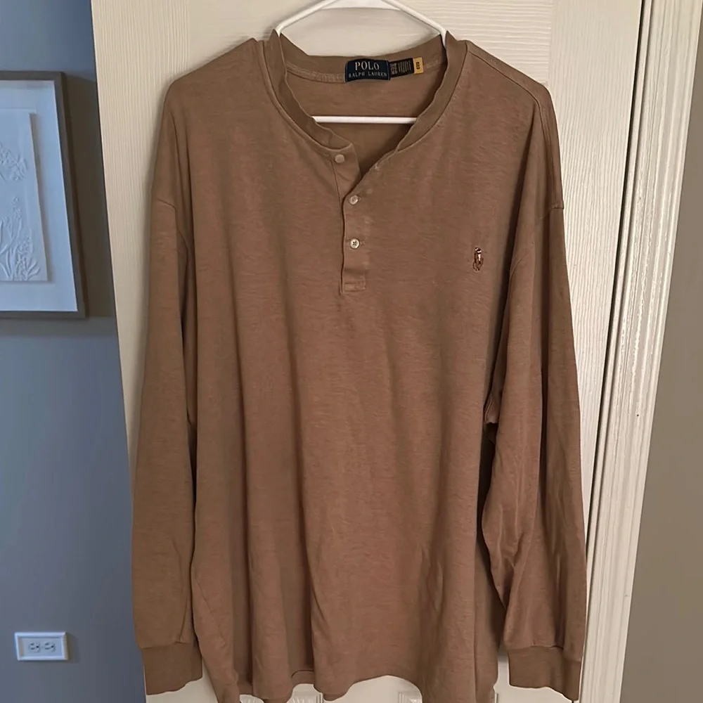 Polo by Ralph Lauren men’s big & tall Brown Long Sleeve Tee - Picture 1 of 5